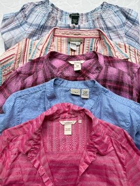 Women’s Summer Shirts Sundance L.L. Bean Pink, Blue Sz L Bundle